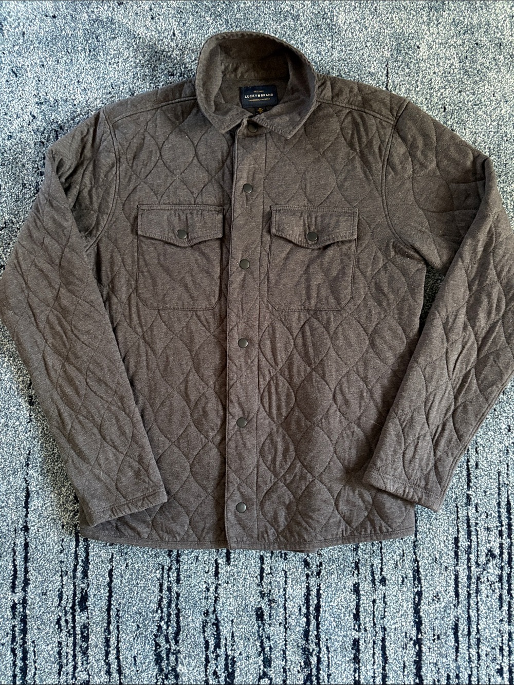 Lucky Brand Quilted Shirt Jacket in Grey
